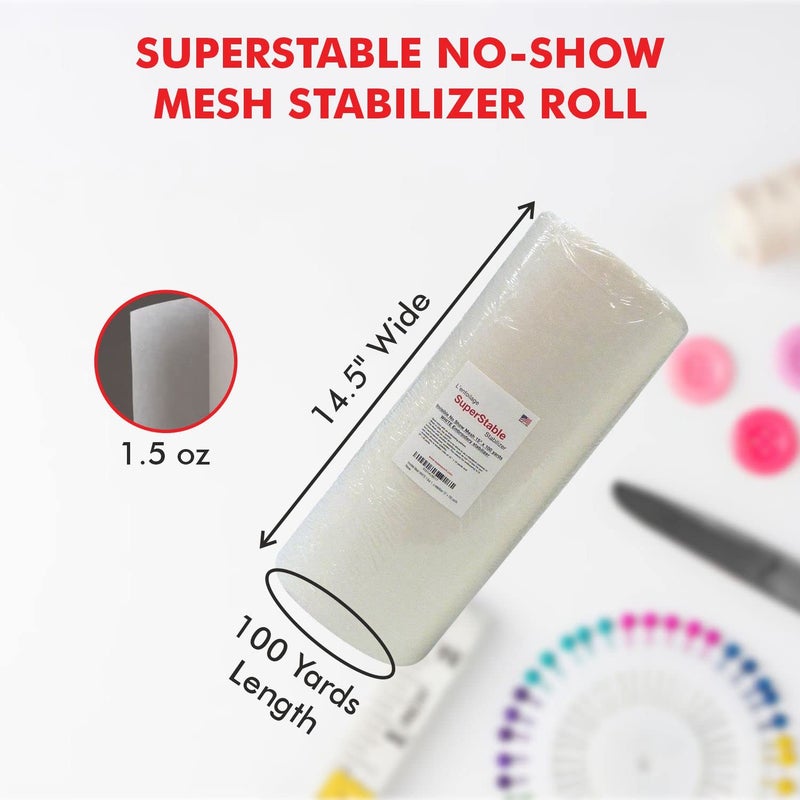 Superpunch Invisible No-Show Mesh Stabilizer, 1.5 oz Cutaway for Embroidery Machines-14.5inch x 100Yard Roll, SuperStable Lightweight Cut Away Machine Stabilizers Backing, Made in USA (White) - Image 2